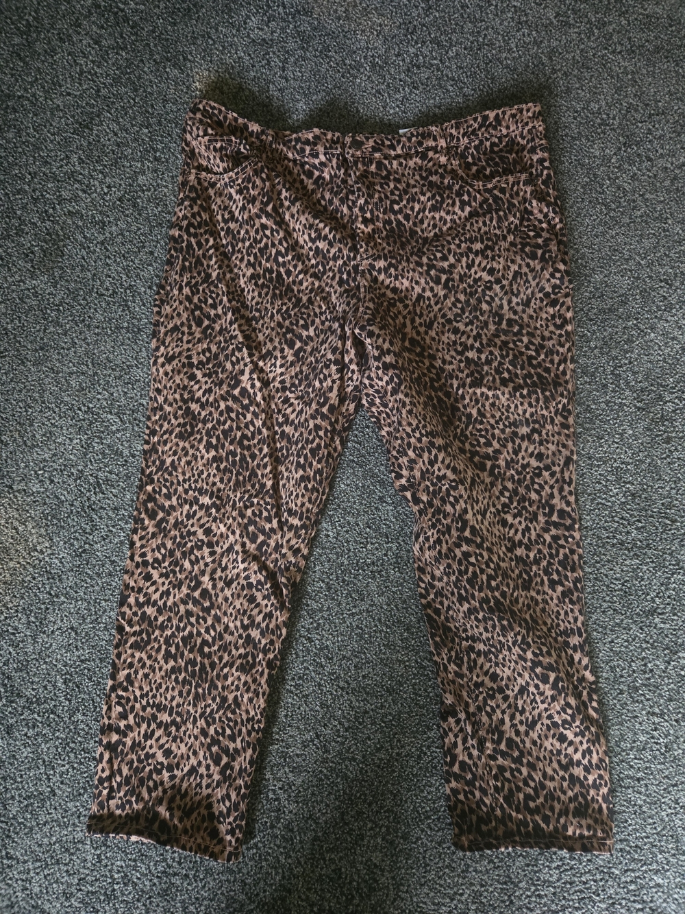 Leopard Print Straight Leg Jeans - Brown & Black